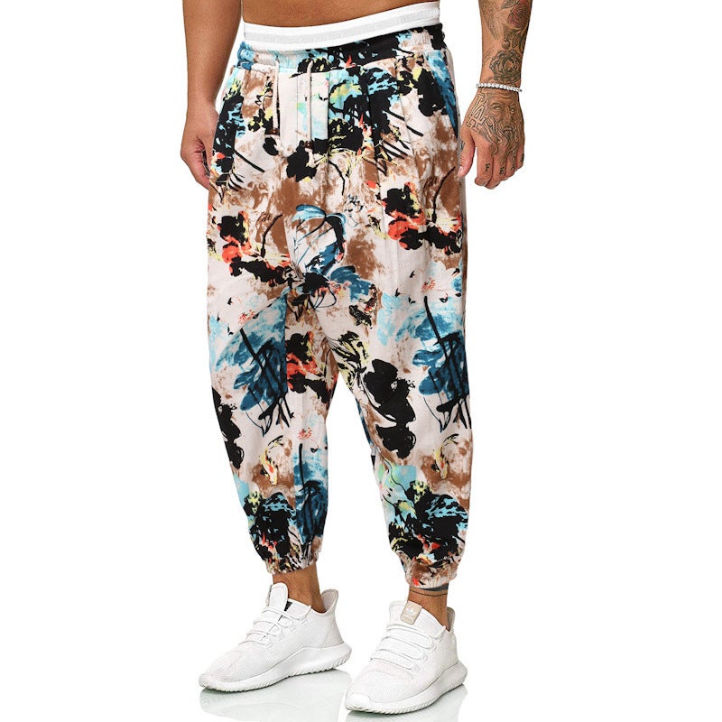 2021 spring and summer casual pants mens national wind cotton and linen loose tether mens harem pants linen bloomers wholesale Coffee  - Image 5