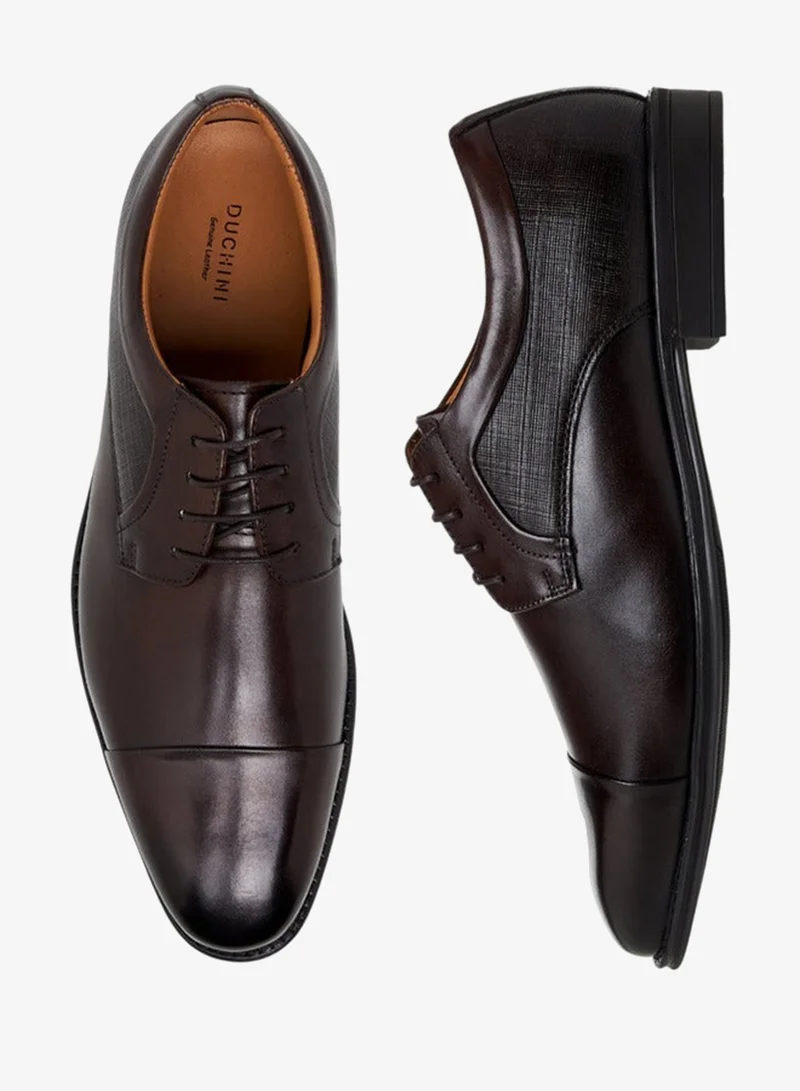 DUCHINI Men Lace-Up Leather Derby Shoes
