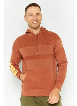 Hurley Men Hooded Brand Logo Long Sleeves Sweatshirt, Brown  - Image 1