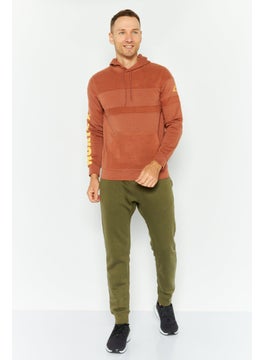 Hurley Men Hooded Brand Logo Long Sleeves Sweatshirt, Brown  - Image 2