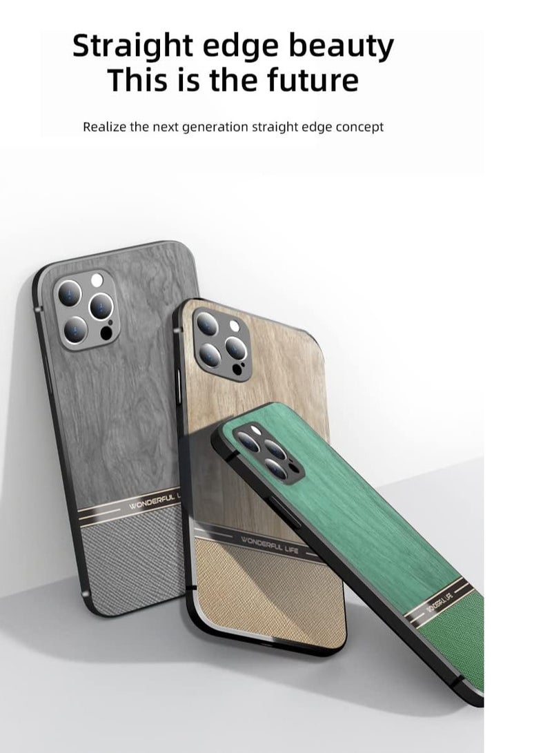 Elmo3ezz Shockproof Wood Grain Skin PU and TPU Shockproof Luxury Phone Case for Samsung Galaxy Note 20 ultra (Grey) - Image 2