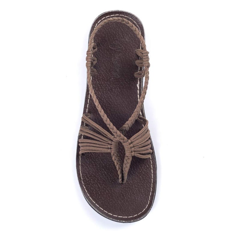 Plaka Seashell Flat Summer Sandals for Women | Perfect for the Beach, Walking & Dressy Occasions | Taupe | Size 7 - Image 1