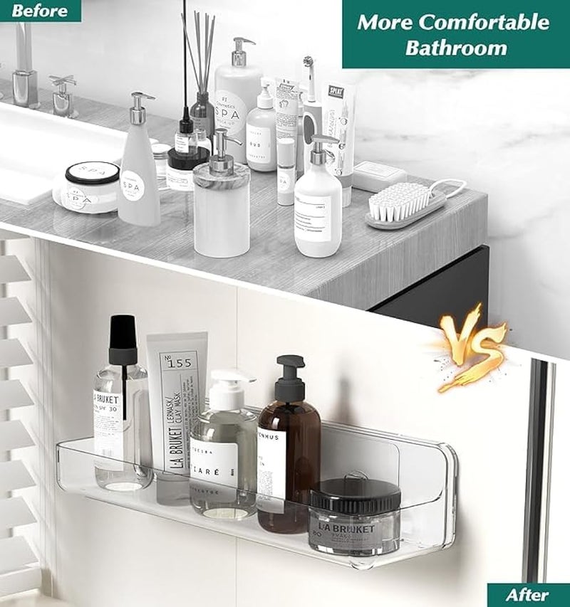 Shower shelves, Adhesive Clear Acrylic Bathroom Shower caddy Organizer, Transparent No Drilling Wall Mount Bathroom Storage - Image 4