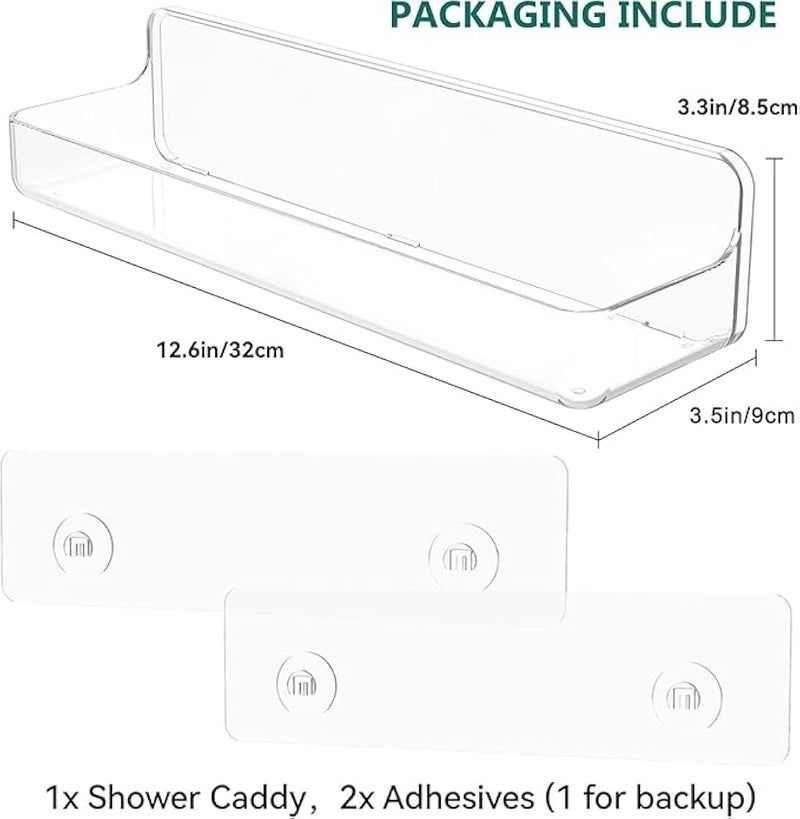Shower shelves, Adhesive Clear Acrylic Bathroom Shower caddy Organizer, Transparent No Drilling Wall Mount Bathroom Storage - Image 2