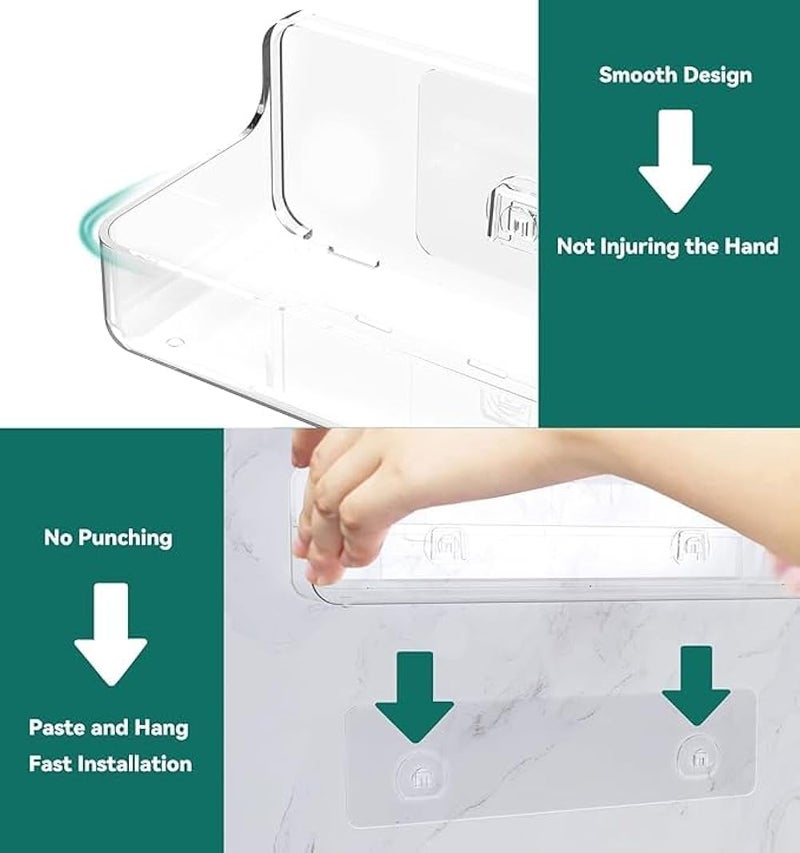 Shower shelves, Adhesive Clear Acrylic Bathroom Shower caddy Organizer, Transparent No Drilling Wall Mount Bathroom Storage - Image 5