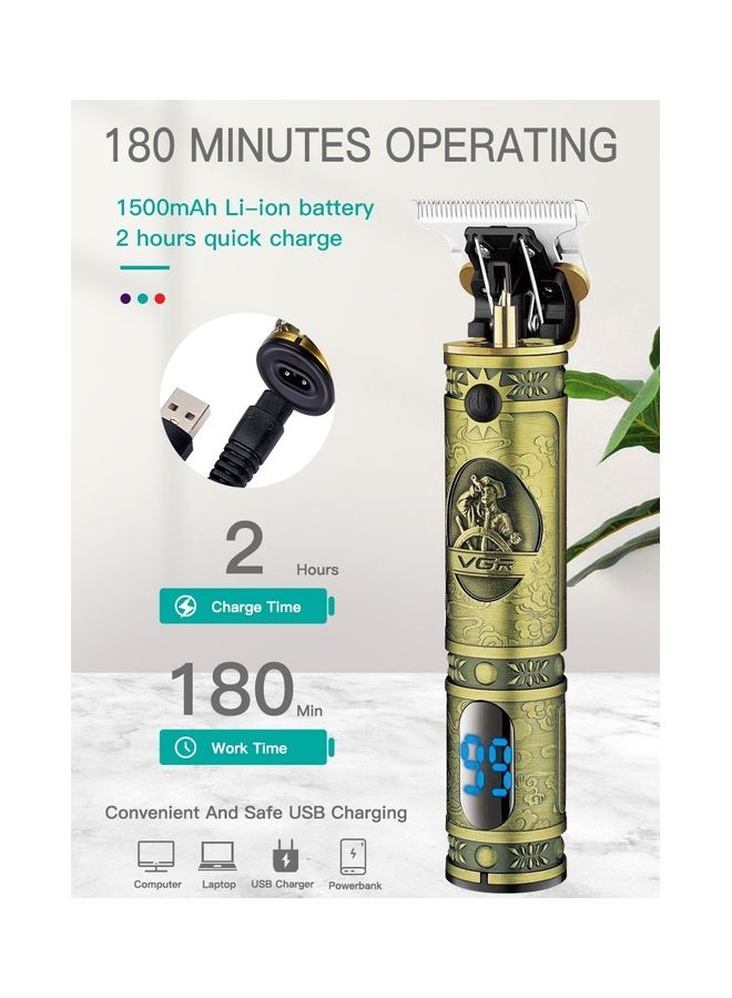VGR Cordless Professional Hair And Beard Trimmer Gold - Image 4