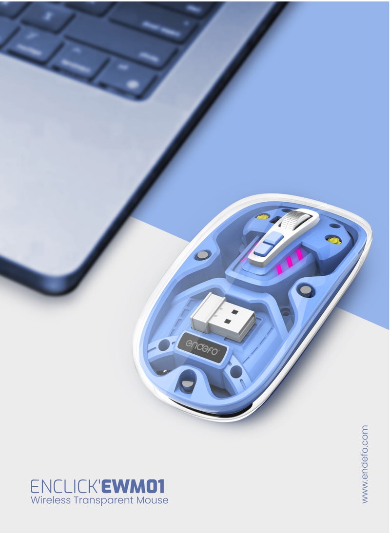 إنديفو ماوس لاسلكي شفاف EnClick’EWM01 | أزرق  - Image 2