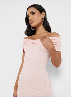 Ginger Off Shoulder Embellished Bodycon Dress  - Image 3