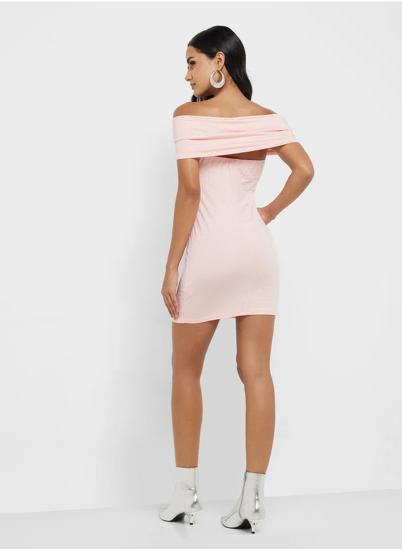 جينجر Off Shoulder Embellished Bodycon Dress