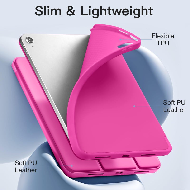 Akkerds Compatible with iPad (A16) 11th Generation Case 11 Inch 2025, for iPad 10th Generation Case 10.9 Inch 2022 with Pencil Holder, Slim Trifold Stand Protective Cover with Soft TPU Back, Rose - Image 5