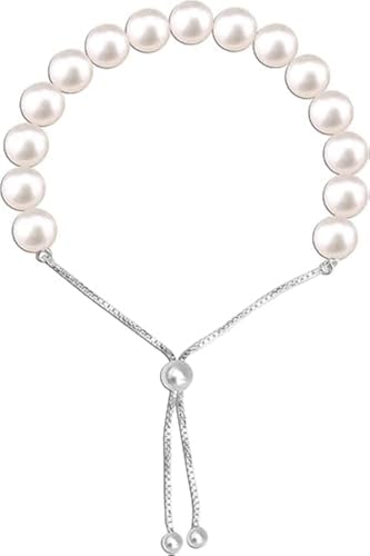 LeCalla 925 Sterling Silver Jewelry Sliding Pearl Bolo Bracelet for Women Teen - Image 1