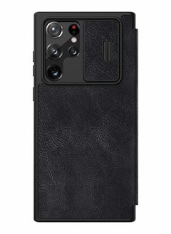Excefore Case for Samsung Galaxy S22 Ultra Case with Camera Cover and Card Holder,  PU Leather Case with Flip Cover and Slide Camera Protection, Durable Shockproof Cover for Samsung S22 Ultra (Black)  - Image 1