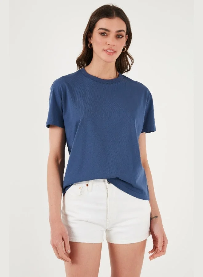 Lela Lela Cotton Oversize Fit Crew Neck T Shirt Women's T SHIRT 5866097