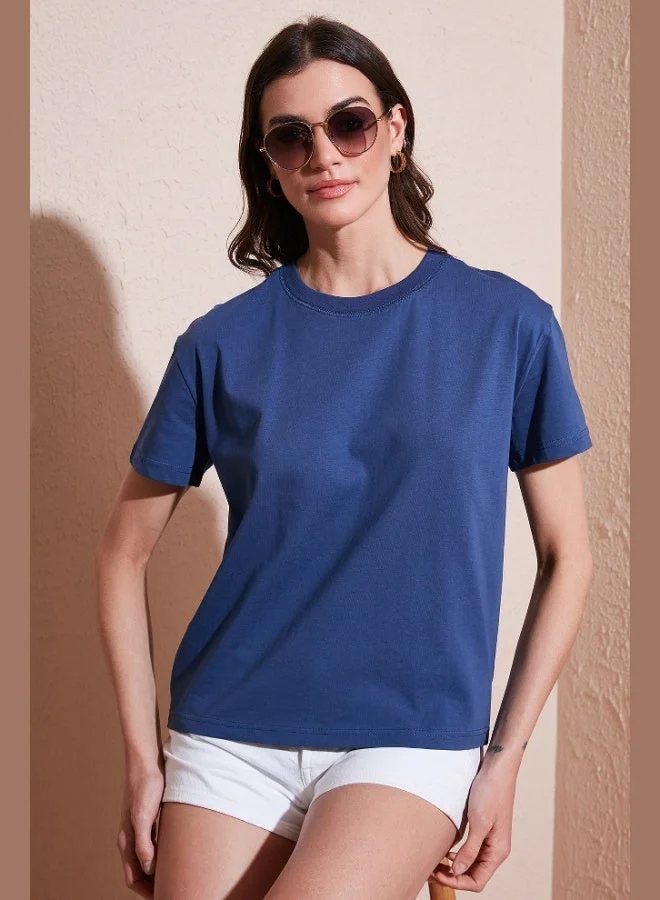 Lela Lela Cotton Oversize Fit Crew Neck T Shirt Women's T SHIRT 5866097