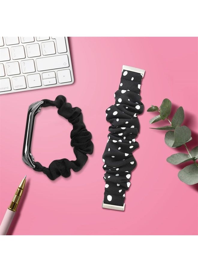 kwmobile - Watch Strap Compatible with Xiaomi Mi Band 4 / Mi Band 3 - Black Scrunchie Watch Band - 4.7-7.8 inches (12-20 cm) - Image 1