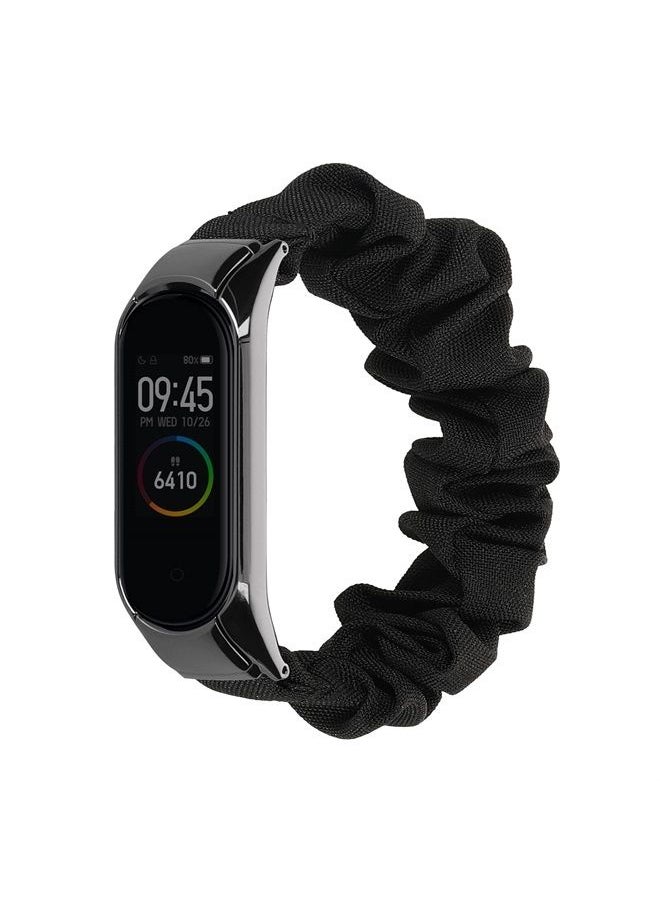 kwmobile - Watch Strap Compatible with Xiaomi Mi Band 4 / Mi Band 3 - Black Scrunchie Watch Band - 4.7-7.8 inches (12-20 cm) - Image 1