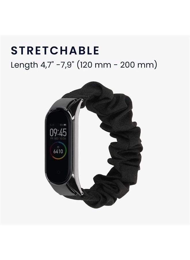 kwmobile - Watch Strap Compatible with Xiaomi Mi Band 4 / Mi Band 3 - Black Scrunchie Watch Band - 4.7-7.8 inches (12-20 cm) - Image 1