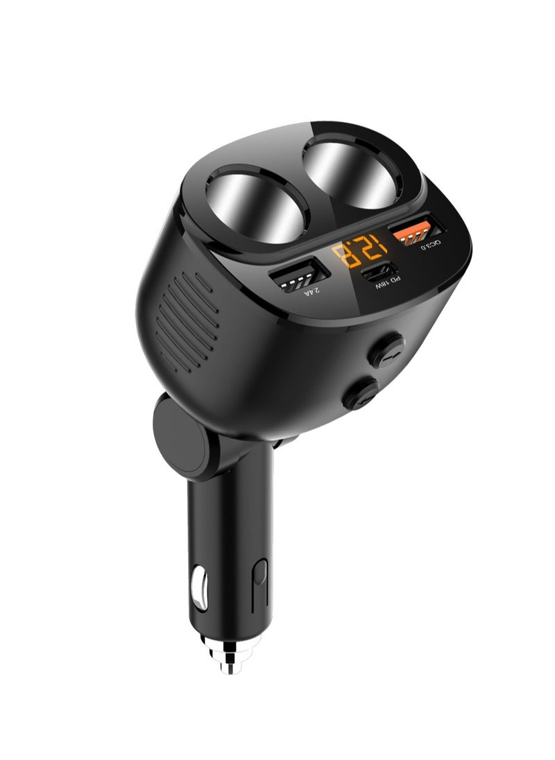 HouDeOS - 120W 3-in-1 Car Charger Splitter PD30w QC3.0 Lighter Adapter Car Lighter Socket Splitter with Switch - Image 1