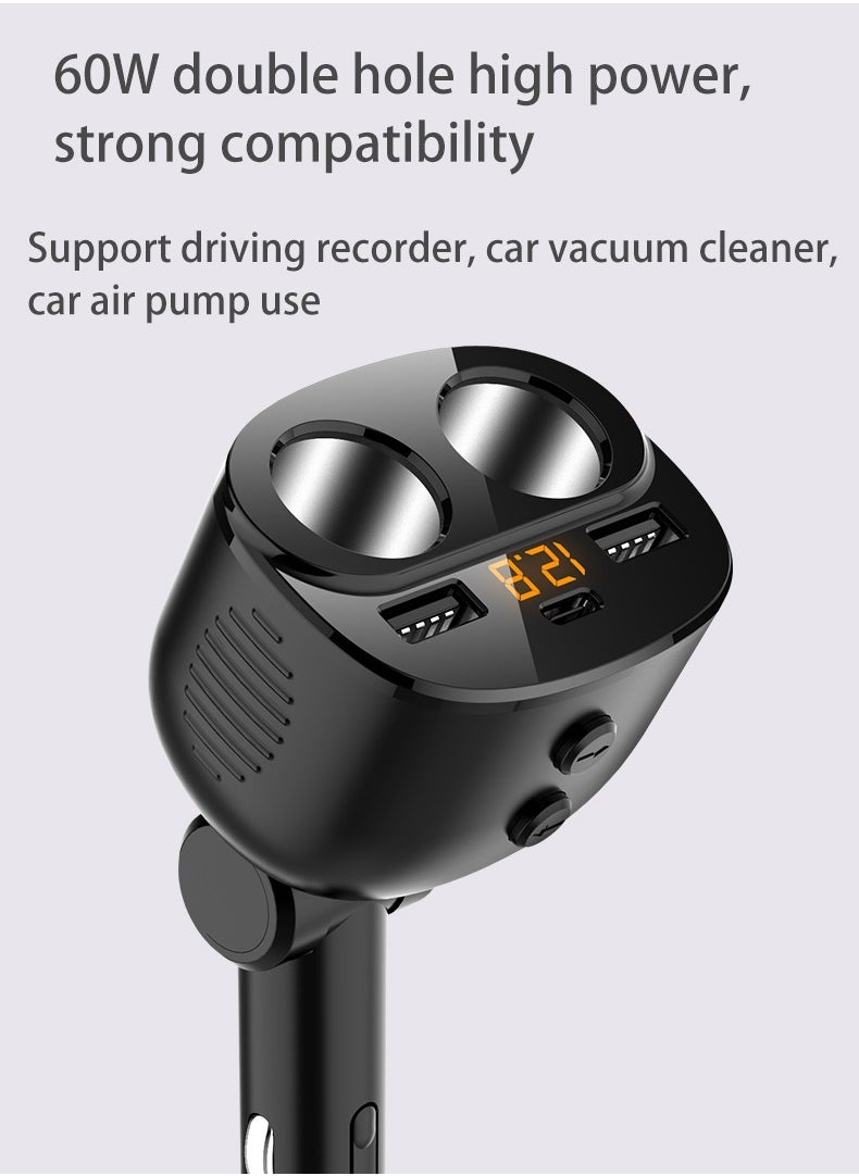 HouDeOS - 120W 3-in-1 Car Charger Splitter PD30w QC3.0 Lighter Adapter Car Lighter Socket Splitter with Switch - Image 1