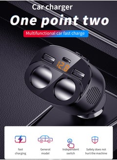 هوديوس 120W ثلاثة في واحد شاحن سيارة موزع PD30W QC3.0 أخف محول سيارة أخف وزنا مأخذ موزع ، مع التبديل  - Image 2