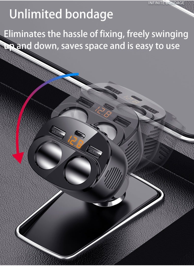 HouDeOS - 120W 3-in-1 Car Charger Splitter PD30w QC3.0 Lighter Adapter Car Lighter Socket Splitter with Switch - Image 1