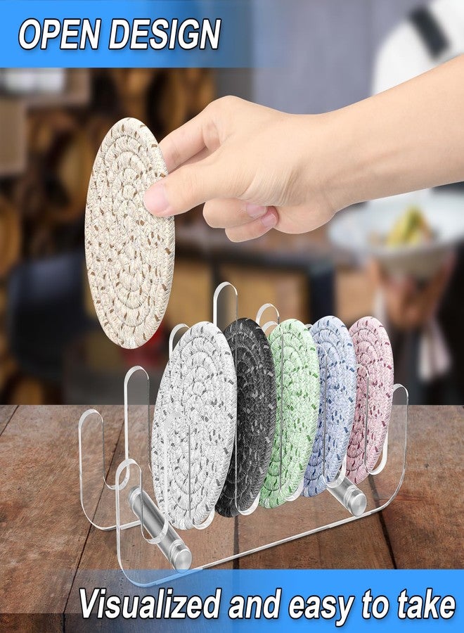 Homakover Clear Acrylic Coaster Holder, 6 Grids Anti Slip Coaster Organizer Perfect for Square or Round Coaster Sets, Hold 6 Coasters (Holder Only) - Image 5