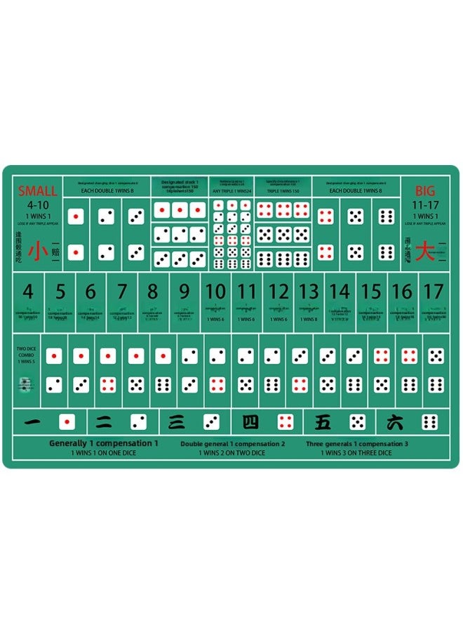 Generic - Anti-Slip Rubber Dice Game Mat Cloth Big Small Bet Table Pad Single Surface Pure Color Customizable Size Gaming Accessories-Color:90X60CM-Pattern:Sic Bao Blue - Image 1