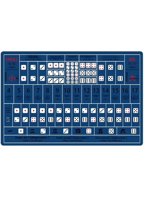 Anti-Slip Rubber Dice Game Mat Cloth Big Small Bet Table Pad Single Surface Pure Color Customizable Size Gaming Accessories-Color:90X60CM-Pattern:Sic Bao Blue