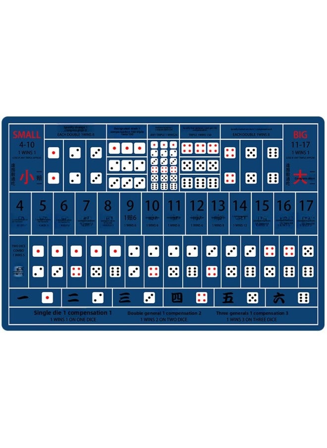 Generic - Anti-Slip Rubber Dice Game Mat Cloth Big Small Bet Table Pad Single Surface Pure Color Customizable Size Gaming Accessories-Color:90X60CM-Pattern:Sic Bao Blue - Image 1