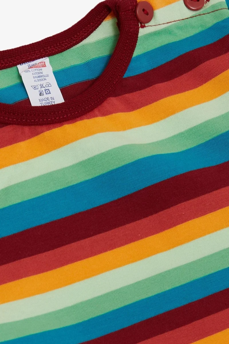 Breeze Baby Boy Long Sleeve T-Shirt with Patchwork Colorful Stripes 9 Months-3 Years, Mixed Color
