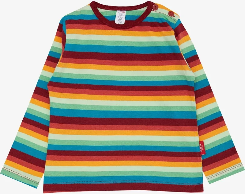Breeze Baby Boy Long Sleeve T-Shirt with Patchwork Colorful Stripes 9 Months-3 Years, Mixed Color