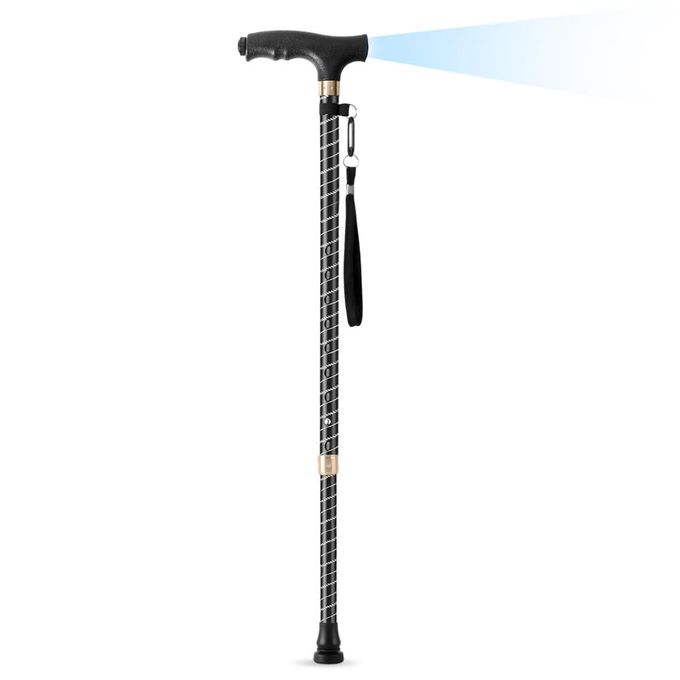 OOCOME Adjustable Walking Stick for Men Women Telescopic LED Walking Sticks Black Stand Adjustable Height 60cm-94cm Non-Slip Base - Image 5