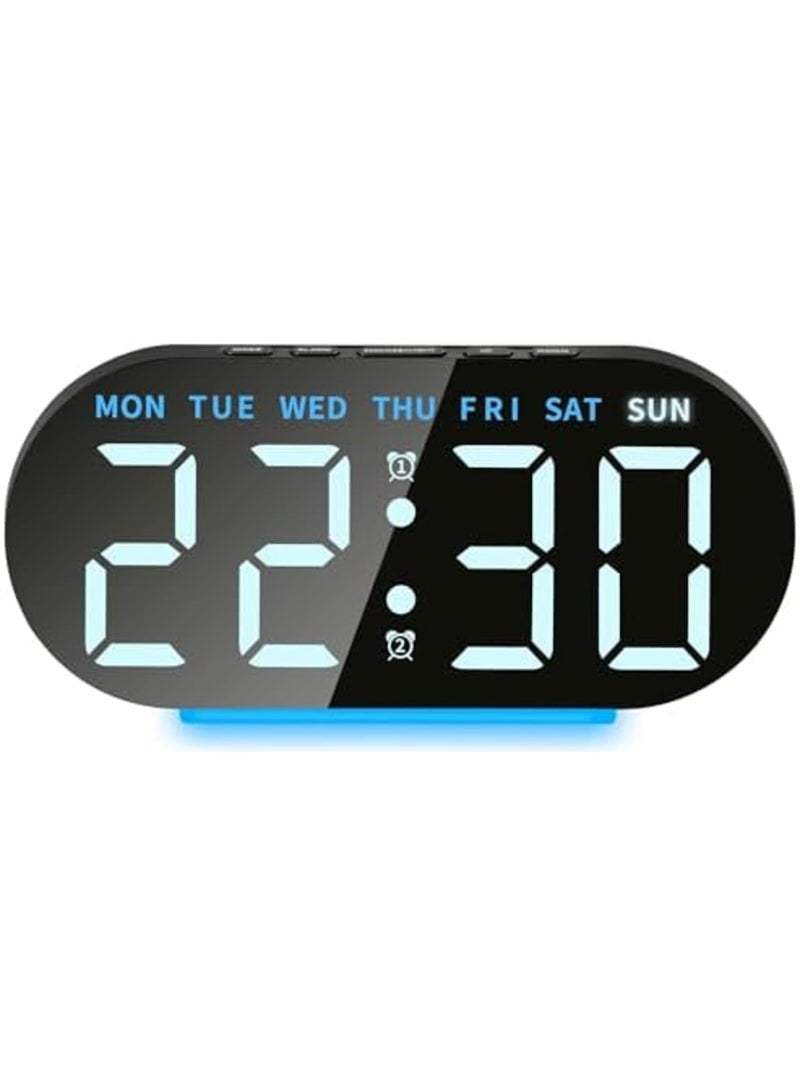 SYOSI Digital Alarm Clock for Bedroom, Dual Alarms and Snooze Function for Heavy Sleepers Adults, 7.09'' Large LED Display with 12/24 H, Week, Date, Temperature, Memory Function, USB Charging Port (Black) - Image 1