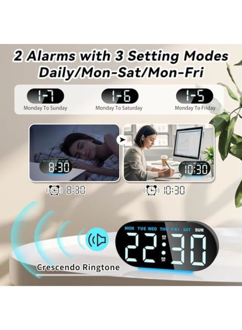 SYOSI Digital Alarm Clock for Bedroom, Dual Alarms and Snooze Function for Heavy Sleepers Adults, 7.09'' Large LED Display with 12/24 H, Week, Date, Temperature, Memory Function, USB Charging Port (Black) - Image 5