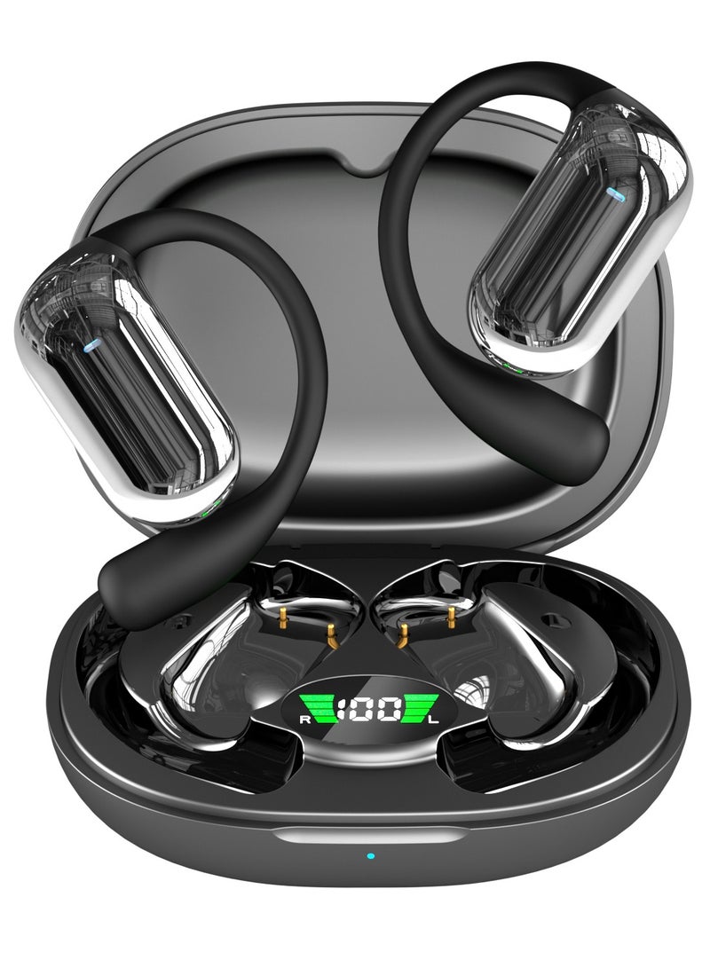 AirYoung AI Wireless Bluetooth Earbuds,Bluetooth 5.3 Sports Earbuds, Wireless Smart Touch Screen, Ear Cup with Ear Hooks, IPX5 Waterproof （Black） - Image 1