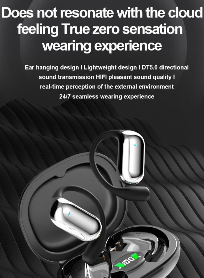 AirYoung AI Wireless Bluetooth Earbuds,Bluetooth 5.3 Sports Earbuds, Wireless Smart Touch Screen, Ear Cup with Ear Hooks, IPX5 Waterproof （Black） - Image 4