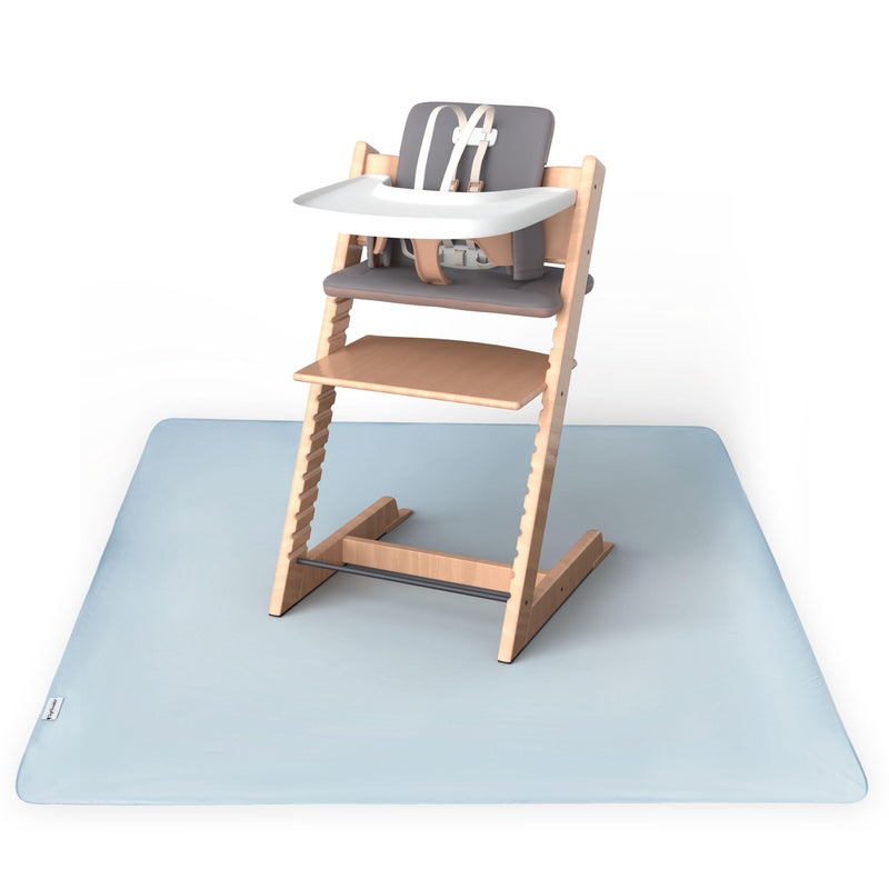 Tiny Twinkle Splat Mat for Under High Chair or Table | 51" x 51" Waterproof & Mess-Proof High Chair Mat for Baby, Machine Washable for Mealtime or Art(Cloud Blue) - Image 1