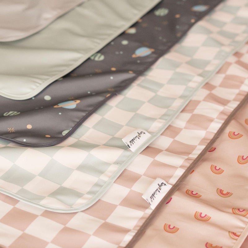 Tiny Twinkle Splat Mat for Under High Chair or Table | 51" x 51" Waterproof & Mess-Proof High Chair Mat for Baby, Machine Washable for Mealtime or Art(Cloud Blue) - Image 3