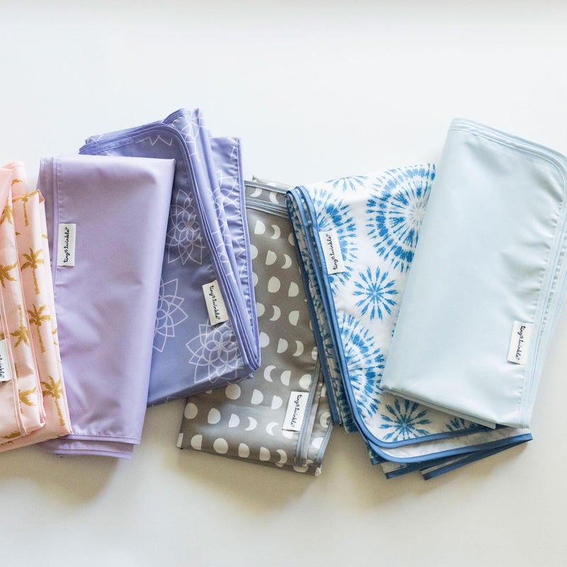 Tiny Twinkle Splat Mat for Under High Chair or Table | 51" x 51" Waterproof & Mess-Proof High Chair Mat for Baby, Machine Washable for Mealtime or Art(Cloud Blue) - Image 4