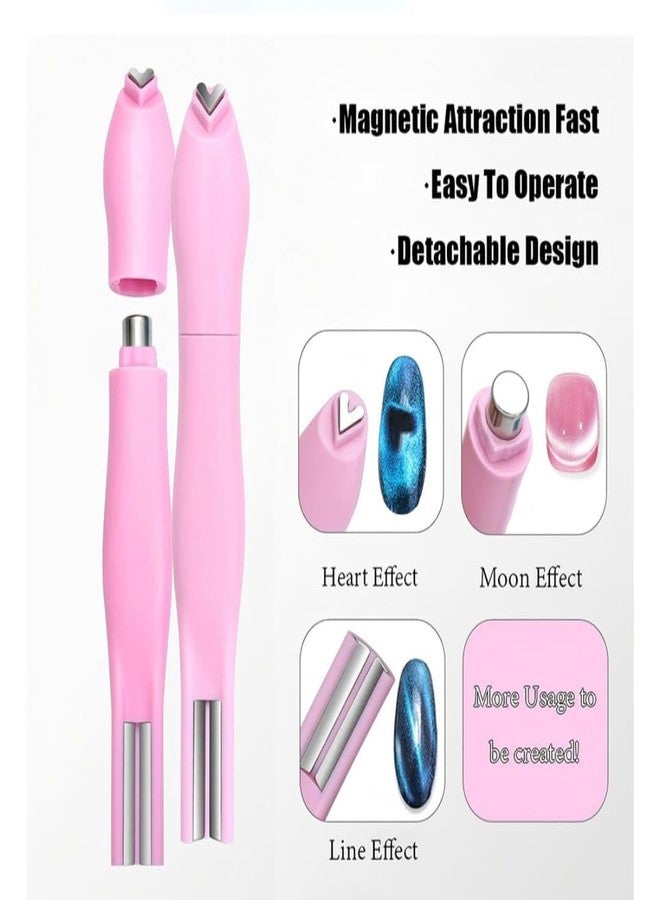 Brille Bee 3-in-1 Magnetic Nail Art Pen Set, Cat Eye Gel Polish Magnet Tool, Heart,Round and Bar Tips. - Image 2