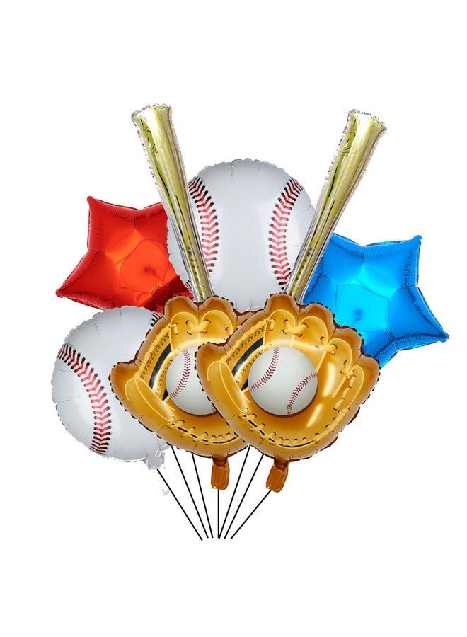 DYT 8pcs Baseball Foil Balloons Boy Birthday Party Supplies Decorations Glove Bat Round Baseball Themed Party Decoration - Image 1