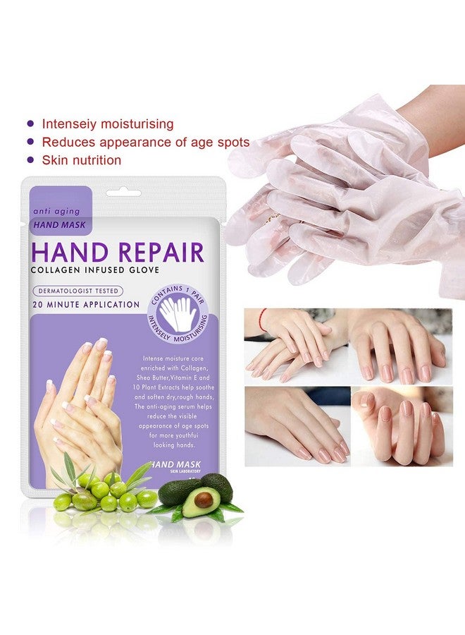 MianYang 5 Pairs Hands Moisturizing Gloves, Hand Skin Repair Renew Mask Infused Collagen, Vitamins + Natural Plant Extracts for Dry, Aging, Cracked Hands (5 Pairs Hand mask)  - Image 3