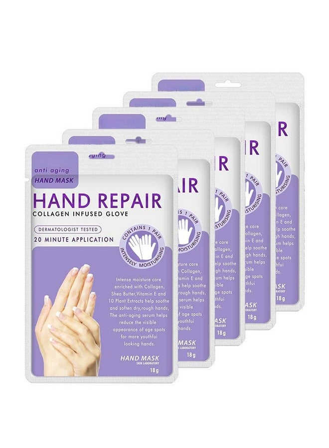 MianYang 5 Pairs Hands Moisturizing Gloves, Hand Skin Repair Renew Mask Infused Collagen, Vitamins + Natural Plant Extracts for Dry, Aging, Cracked Hands (5 Pairs Hand mask)  - Image 1