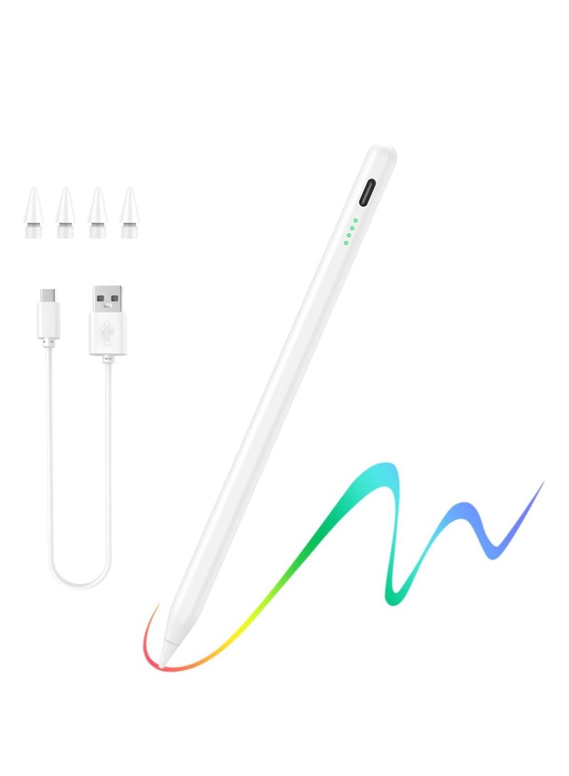 Stylus Pen for iPad with Tilt Precision with Palm Rejection Technology for iPro 2018-2024 13-11-12.9 inch 10-9-8-7-6 Air 11 13 M2-6-5-4-3 Mini 5-6 White for iPad 10th-9th-8th-7th Generation - Image 1