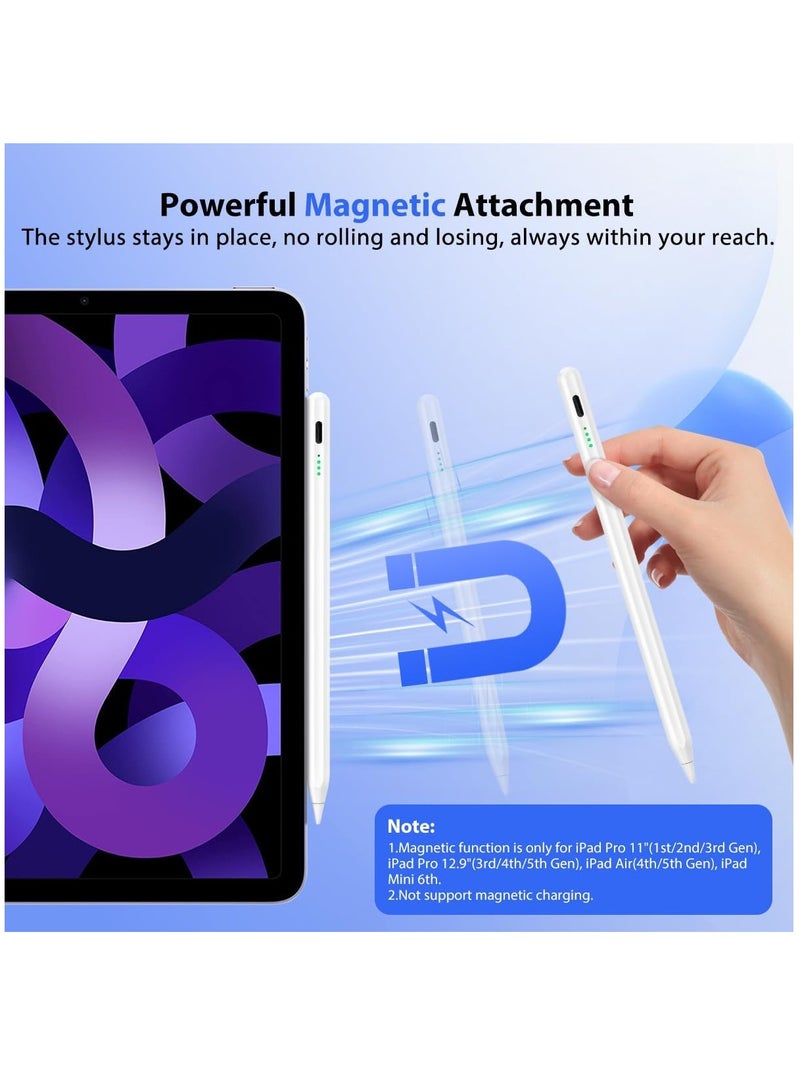 Stylus Pen for iPad with Tilt Precision with Palm Rejection Technology for iPro 2018-2024 13-11-12.9 inch 10-9-8-7-6 Air 11 13 M2-6-5-4-3 Mini 5-6 White for iPad 10th-9th-8th-7th Generation - Image 5