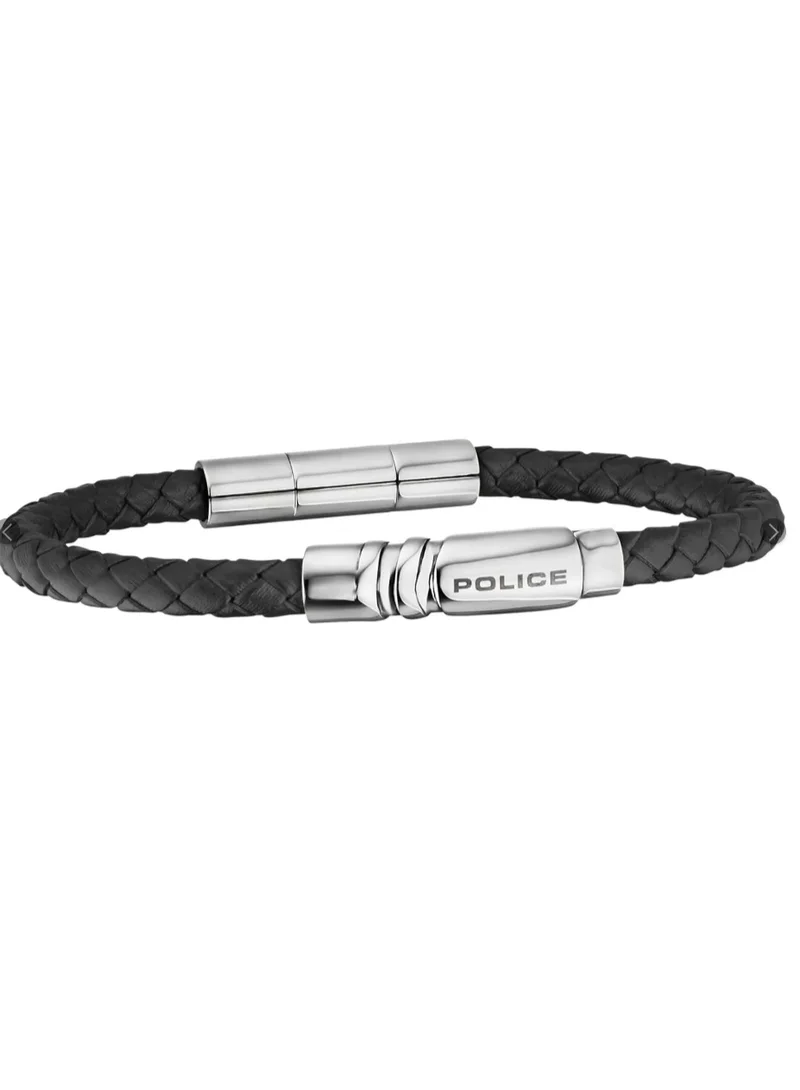 بوليس سوار رجالي دائري من الجلد الأسود بطول  ملم