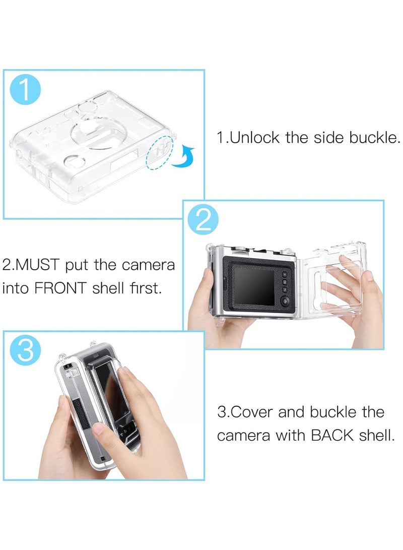 Protective Camera Clear Case for Fujifilm Instax Mini EVO Camera - Crystal Hard PVC Cover with Removable Shoulder Strap (Clear) - Image 4