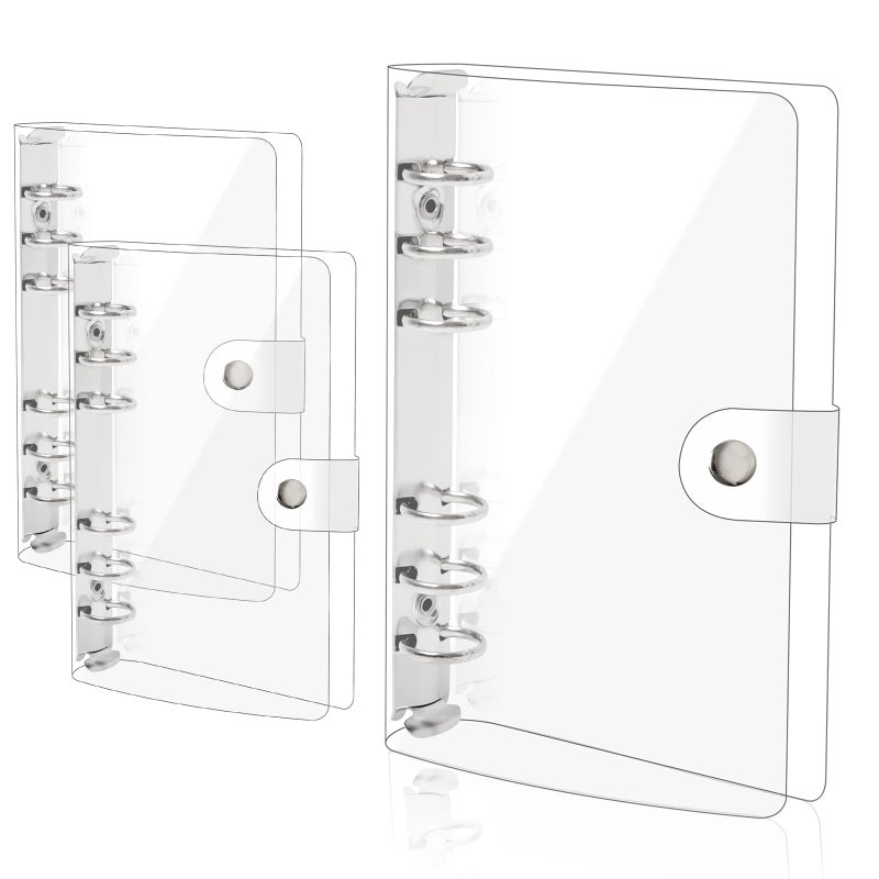 SBYURE 3 Pack A6 Clear PVC Binder Transparent Soft 6 Ring Binders Notebook Cover A6 Binder for Refillable Notebook, School, Office, Meeting - Image 1