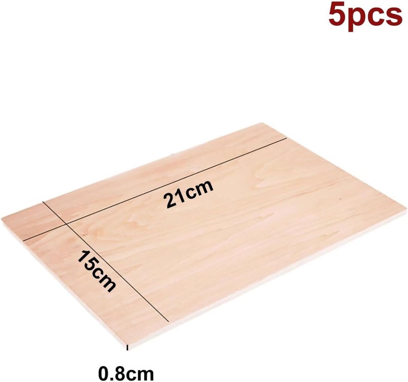 Basswood Basswood Sheets for Crafts,Plywood Sheets with Smooth Surface for Laser Engraving and Cutting, Architectural Models,5Pack(0.8x15x21cm) - Image 2
