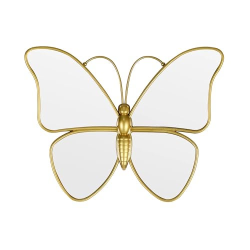 Wartter Decorative Butterfly Wall Mirror with Gold Plastic Frame (12.2 x 9.8 inch) - Image 1